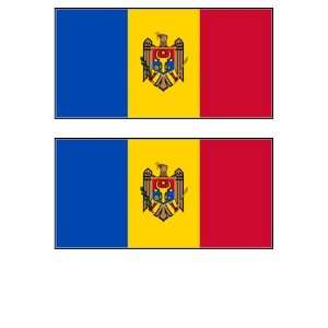  2 Moldova Moldavian Flag Stickers Decal Bumper Window 