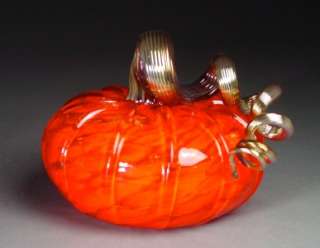 Exquisite Hand Blown Glass Pumpkin Harvest Orange  