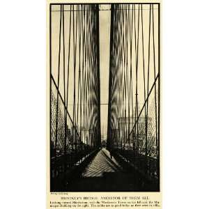  1931 Print Brooklyn Bridge Manhattan Woolworth Tower 