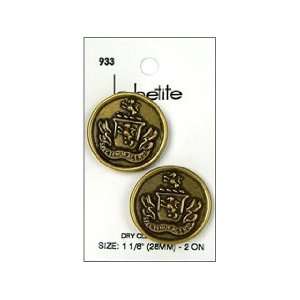  LaPetite Buttons 1 1/8 Shank with Crest Gold 2pc Arts 
