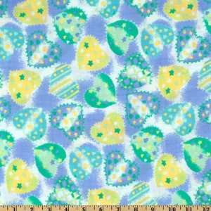  54 Wide Poly/Cotton Scrub Hearts Blue Fabric By The Yard 