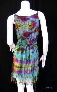 Summer Light Cotton Tie Dye Short Dress   Neon Collage  