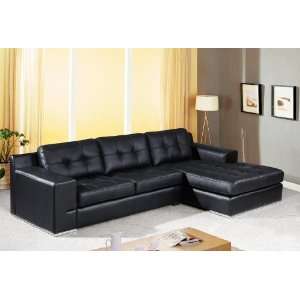  Jade Modern Black Leather Sectional Sofa