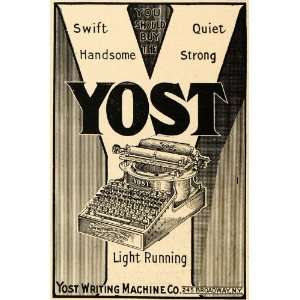  1904 Ad Light Running Typewriter Yost Writing Machine 