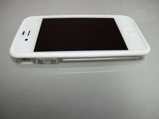   CLEAR BUMPER CASE COVER SKIN WITH WHITE TRIM AND METAL BUTTONS  