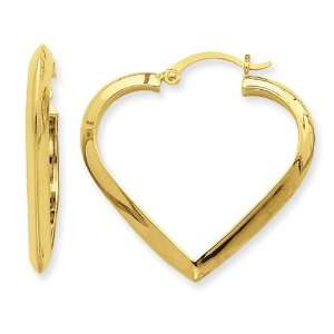  14k Gold Polished Heart Hoop Earring Jewelry
