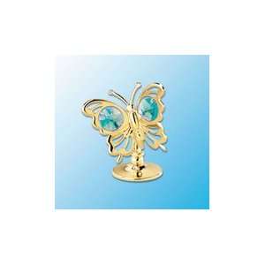  24K Gold Plated Mini Butterfly Free Standing   Green 