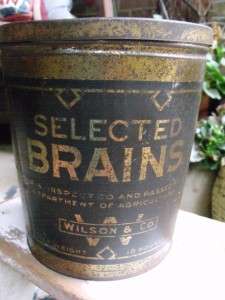 Original Antique Advertising Tin Selected Brains Wilson & Co. It 