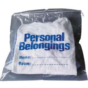 Belongings Bag with drawstring (clear with blue imprint) 17“ x 20 