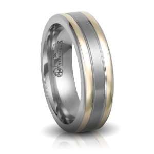  Titanium & 14K Gold Wedding Band by Edward Mirell Jewelry