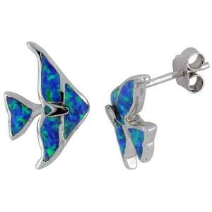   , Synthetic Opal Angelfish Stud Earrings, 5/8 (15 mm) long. Jewelry