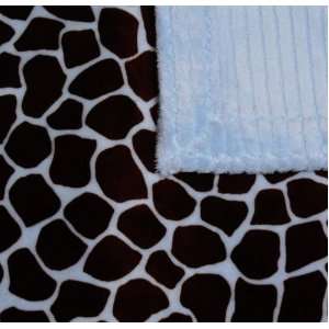 Designer Giraffe Print Brown and Blue Minky Lap Throw   Hand crafted 