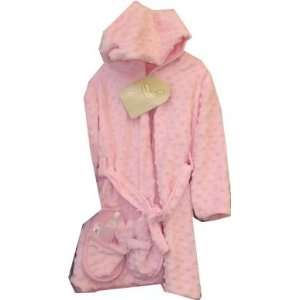  Minkie Dot Robe and Slippers 12 24 months Pink Baby