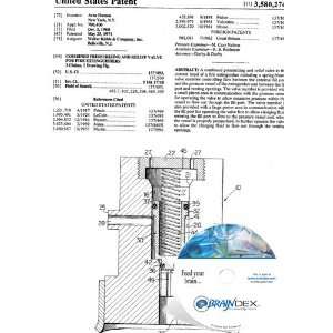  NEW Patent CD for COMBINED PRESSURIZING AND RELIEF VALVE 