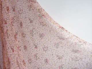 shabby PURE SILK pink print crinkle chiffon fabric 2yd11  