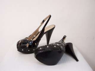 NIB NEW GUESS Black MEAGAN Peep Toe w/ STUDS Pumps Sandals Shoes Heels 