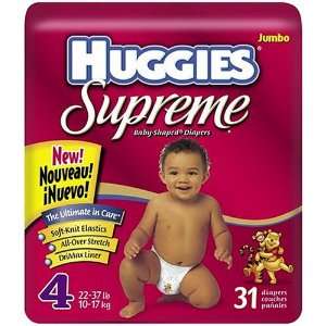  Huggies Supreme Diapers, Size 4, 22 37 lbs, Jumbo Pack, 31 