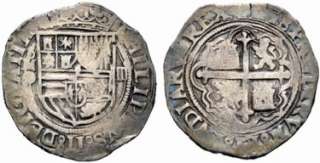 Treasure Coin,Spanish Colonial 4 Reales Silver Cob King Phillip II 