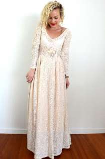   1940s/1950s ANTIQUE LACE Evening Prom MAXI DRESS WEDDING GOWN  