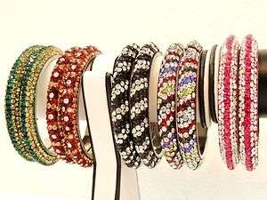 Indian Crystal Metal Bangles Two colors (Set of 2) With  