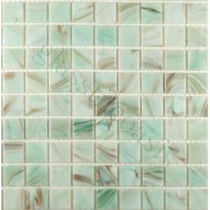  Comet 3/4 x 3/4 Green Gem Solid Glossy Glass Tile 