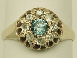   ct Diamond and Blue Zircon Yellow Gold Dress Ring   Antique George V