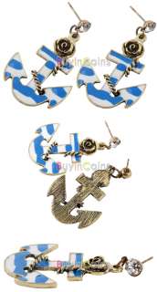 Sailor Anchor Alloy Flower Jewelry Lady Stud Earrings  