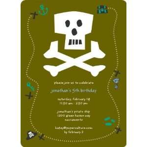    Green Pirate Modern Birthday Invitation