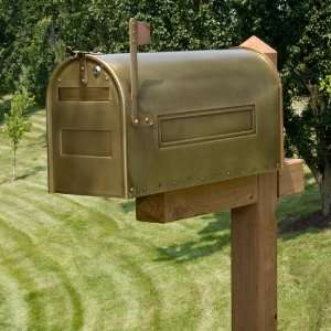 Stevenson Locking Post Mount Brass Mailbox   Standard   Antique Brass