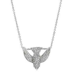  Emitations Indigos Pave CZ Bird Necklace, Silver Tone, 1 