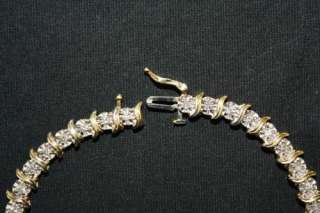 10K Yellow Gold Diamond S Style Tennis Bracelet  