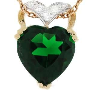    14k Gold Simulated Emerald May Birthstone CZ Heart Pendant Jewelry