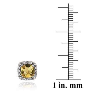  stud earrings are set with glistening briolette cushion cut Citrine 