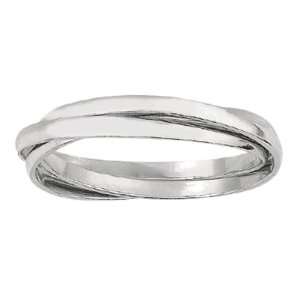   Plated Rhodium Fancy 3 interlocked Ring   Size 8   JewelryWeb Jewelry