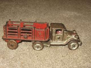 AWESOME ANTIQUE CAST IRON TRUCK & TRAILER  