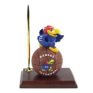  Kansas Jayhawks Ncaa Mascot Desk Pen & Clock Set (6.5 