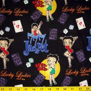 Betty boop Fabric ~ casino jackpot lucky lady Flannel  