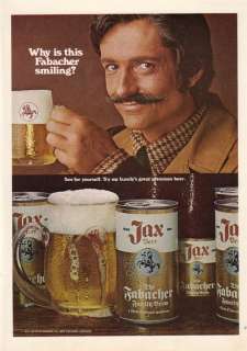 1970 Jax Fabacher Beer Magazine Ad. Fabacher Smiling  