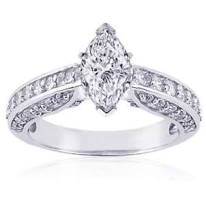   Marquise Shaped Diamond Engagement Ring Pave SI Fascinating Diamonds
