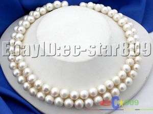 LUSTER 2ROW 10MM ROUND WHITE FRESHWATER PEARL NECKLACE  