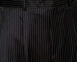 Carlo $695 3B Vested 3PC Black Pinstripe Men Dress Suit  