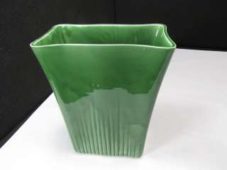 Vintage USA Green Pottery Vase Rectangle  
