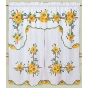  DreamHome   Mariahs Sunflowers Kitchen Curtain, White 
