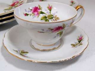 Lot of 10 Ucagco Moss Rose China Gilded Pink Rose  