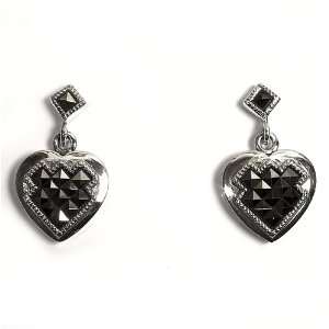  Marcasite Heart Earrings, Size 21mm Jewelry