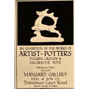  1933 Artist Potters Mansard Gallery Heal & Son Print 