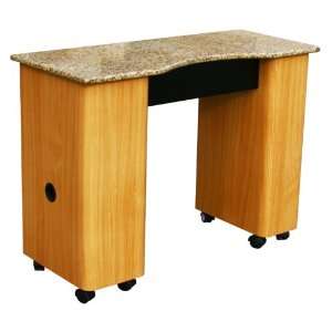  Anna Manicure Table   LIght wood/ Brown granite top 
