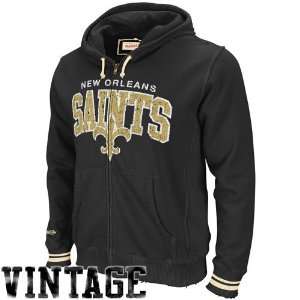  New Orleans Saints Mitchell & Ness Vintage Black Full Zip 