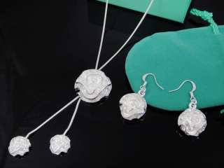New jewelry silver rose Necklace & Earrings set H827  