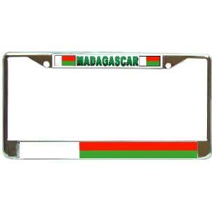  Madagascar Malagasy Flag Chrome Metal License Plate Frame 